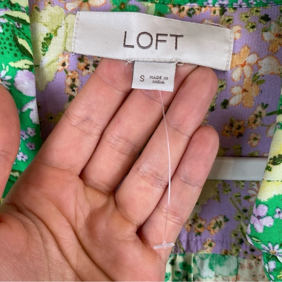 NWOT Stunning Loft Godet Pastel Floral Maxi Shirt Dress Cottagecore Romantic Sm. - Picture 8 of 12